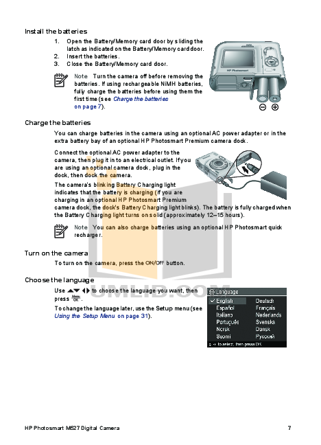 HP Digital Camera Photosmart 215 pdf page preview