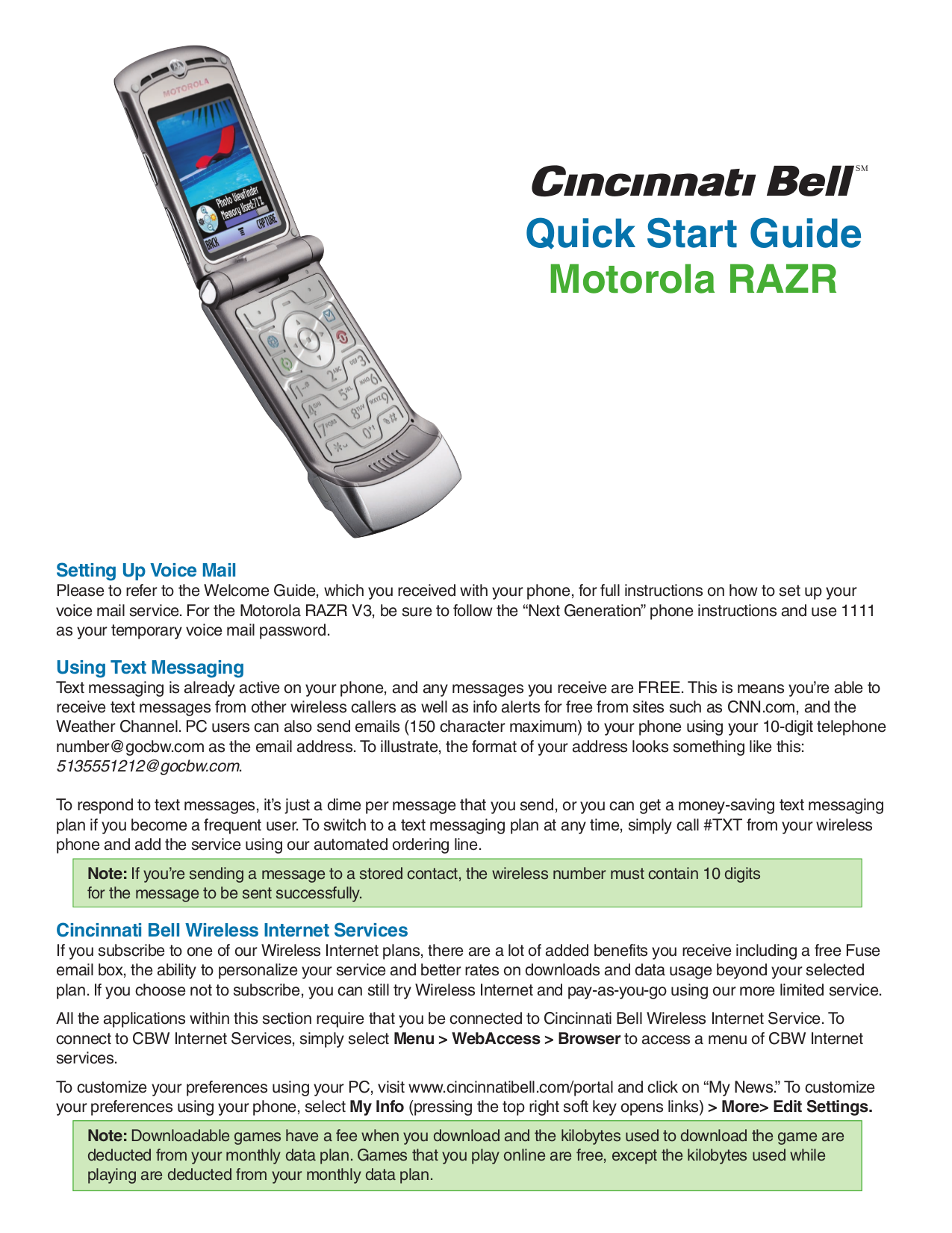 Download free pdf for Motorola RAZR V3i Cell Phone manual