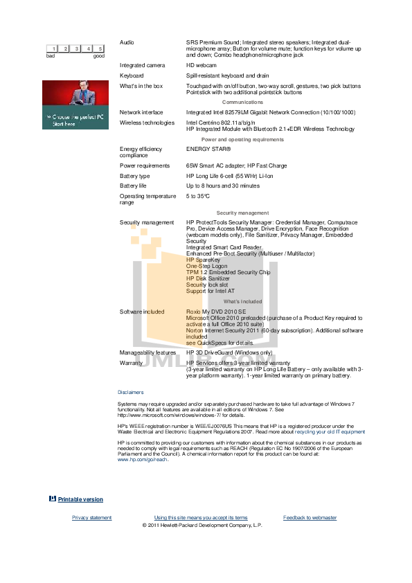PDF manual for HP Laptop EliteBook 2560p