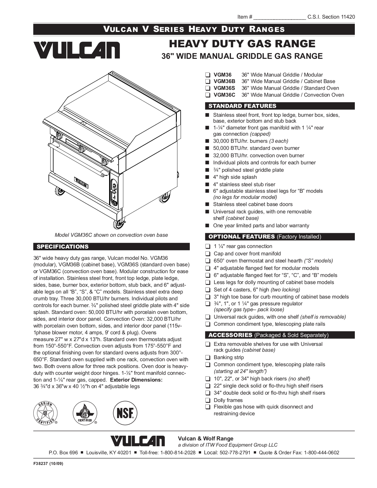 Download free pdf for Vulcan 36L Range manual