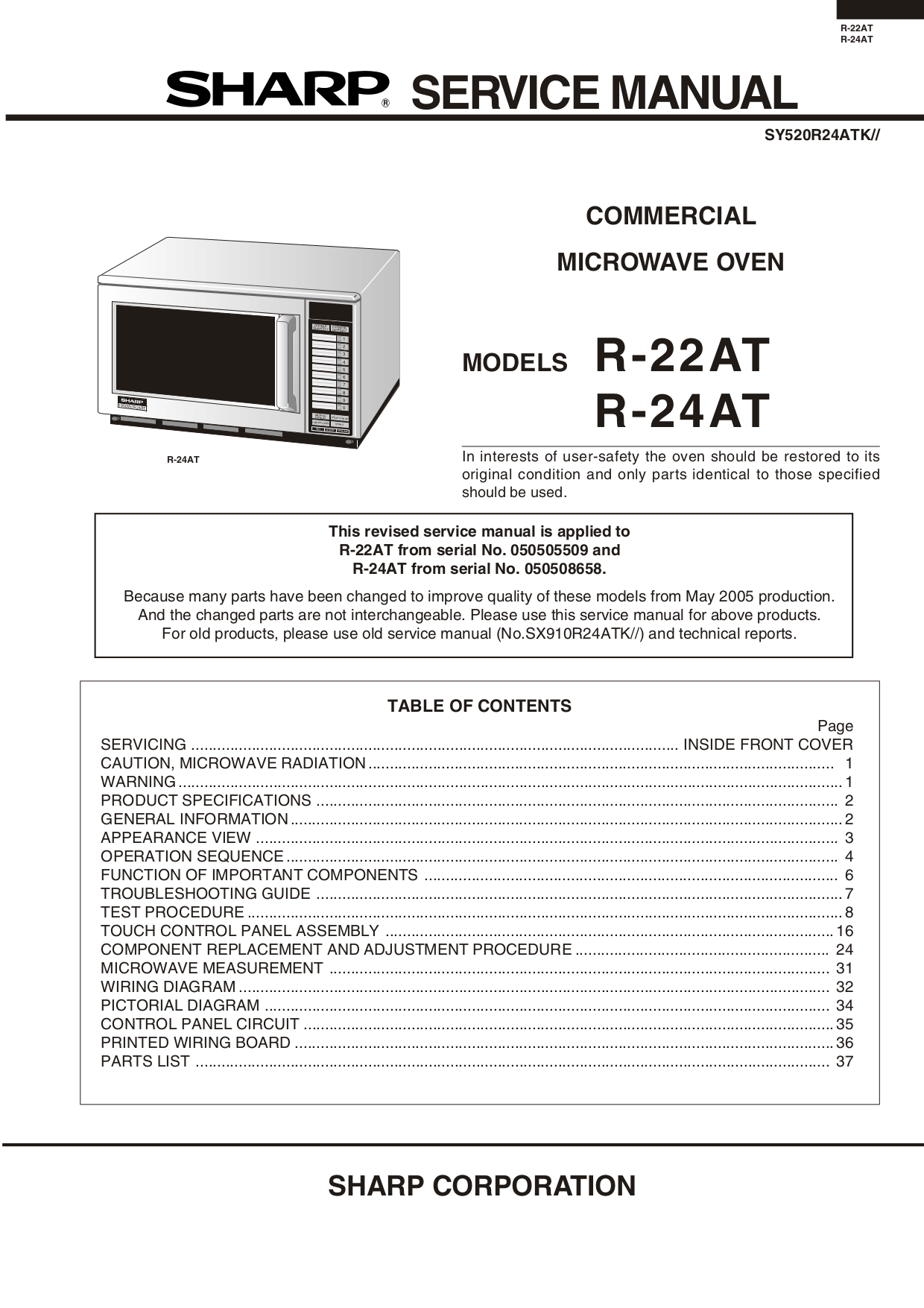 Download free pdf for Sharp R1500 Microwave manual