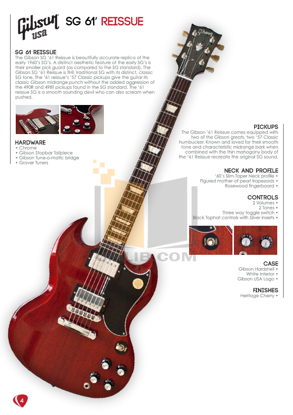 PDF manual for Gibson Guitar 1954 Les Paul Goldtop VOS