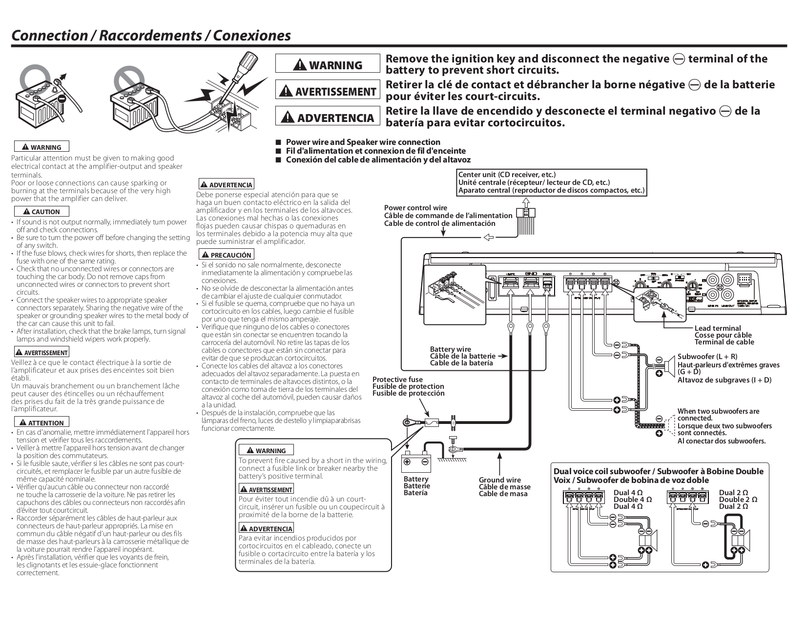 PDF manual for Kenwood Car Amplifier KAC-9105D