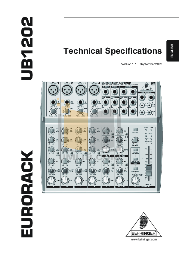 EURORACK UB1202/UB1002/UB802/UB502 Controls Mexique Et Amérique Centrale