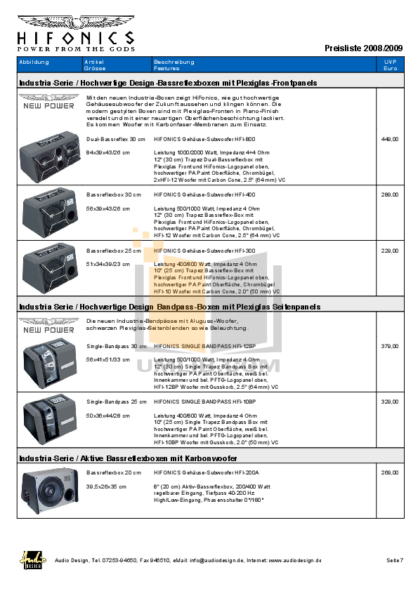Hifonics Subwoofer OLM2415 pdf page preview