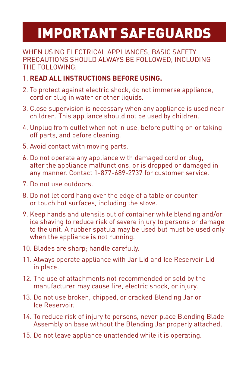 PDF manual for Margaritaville Blender DM0500