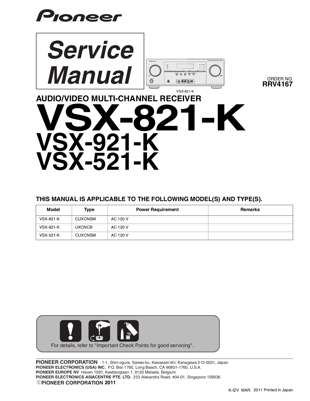 Download free pdf for Pioneer VSX521K Receiver manual