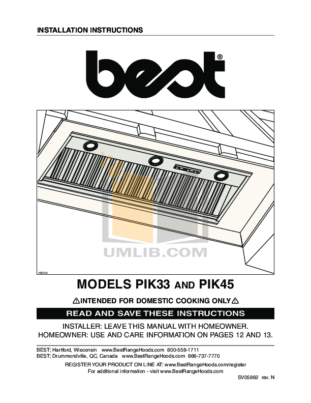 Download free pdf for BroanNuTone L3336S Hood Liners Other manual