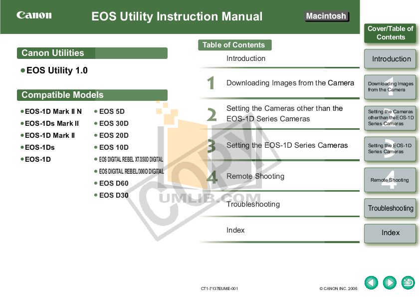 PDF manual for Canon Digital Camera EOS D60