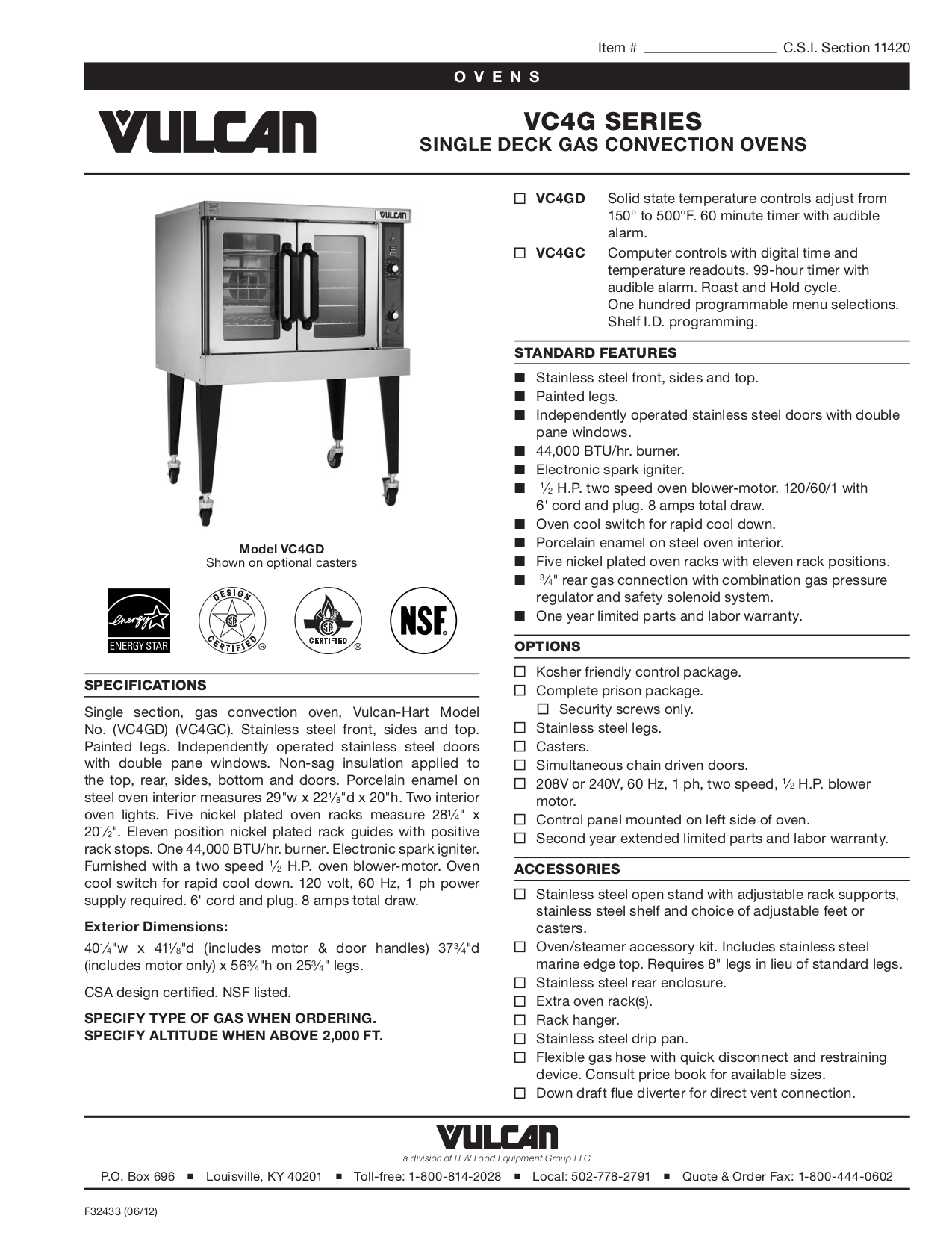Download free pdf for Vulcan VC4GD Oven manual
