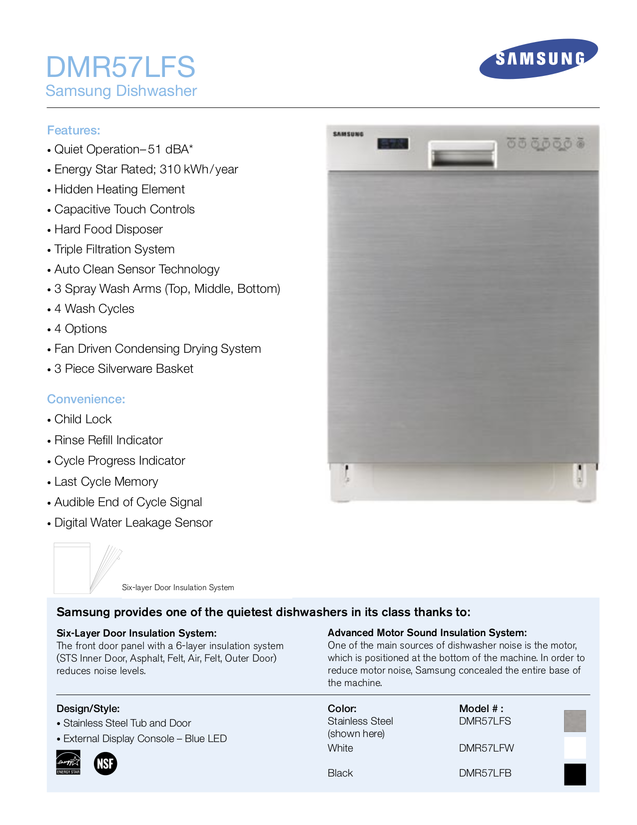 Download free pdf for Samsung DMR57LF Dishwasher manual