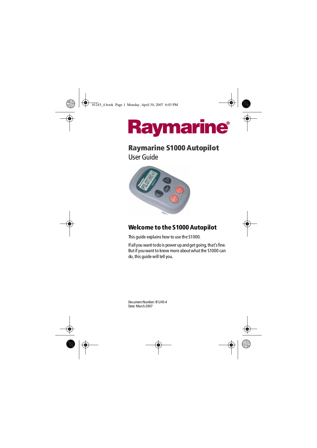 PDF manual for Raymarine Other S1000 Autopilot System
