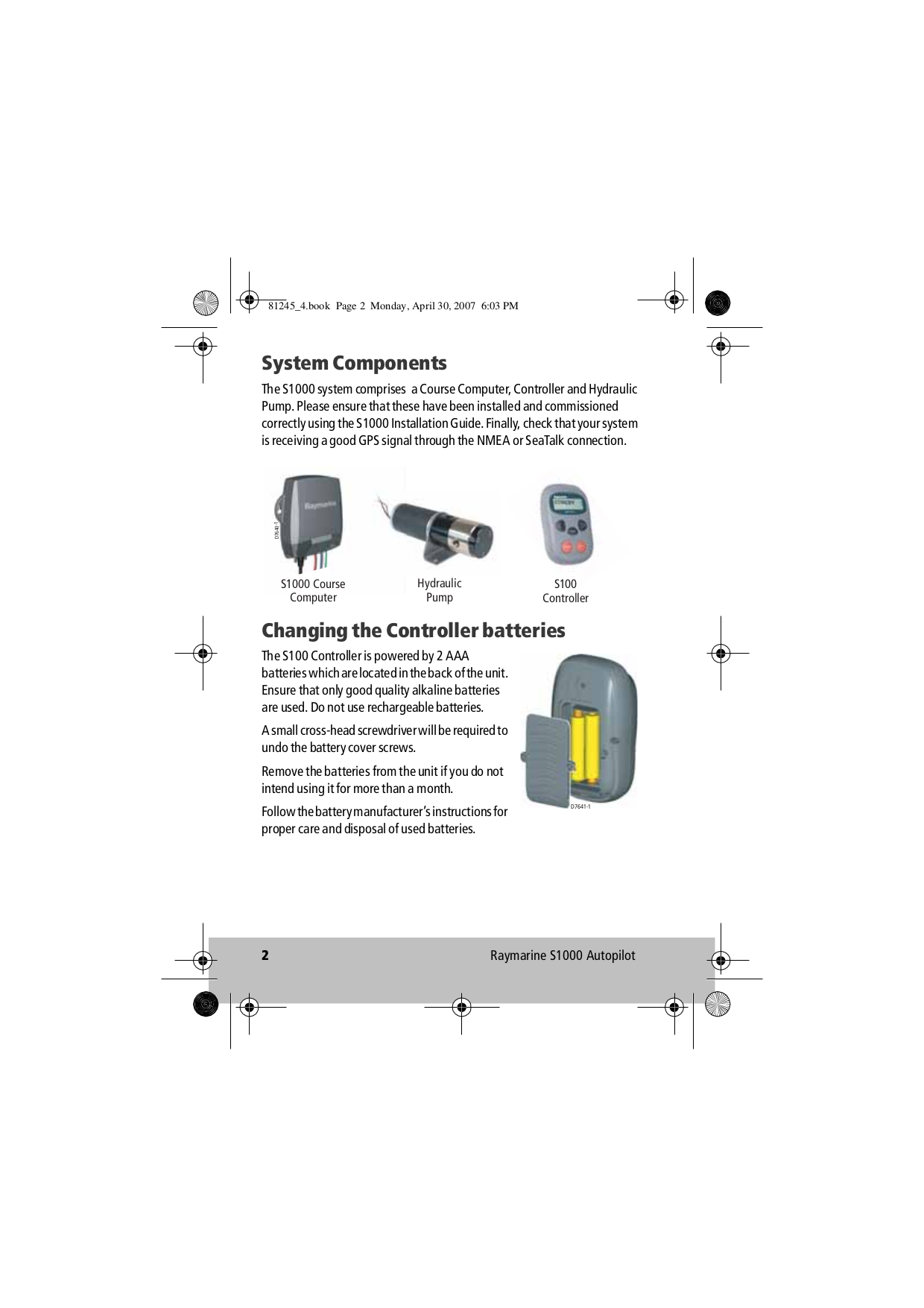 PDF manual for Raymarine Other S1000 Autopilot System