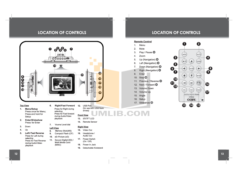 PDF manual for Coby Digital Photo Frame DP772