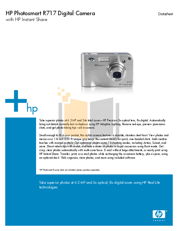 pdf for HP Digital Camera Photosmart R717 manual