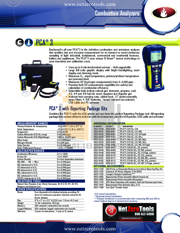 PDF manual for Bacharach Other HGM300 Gas Analyzers
