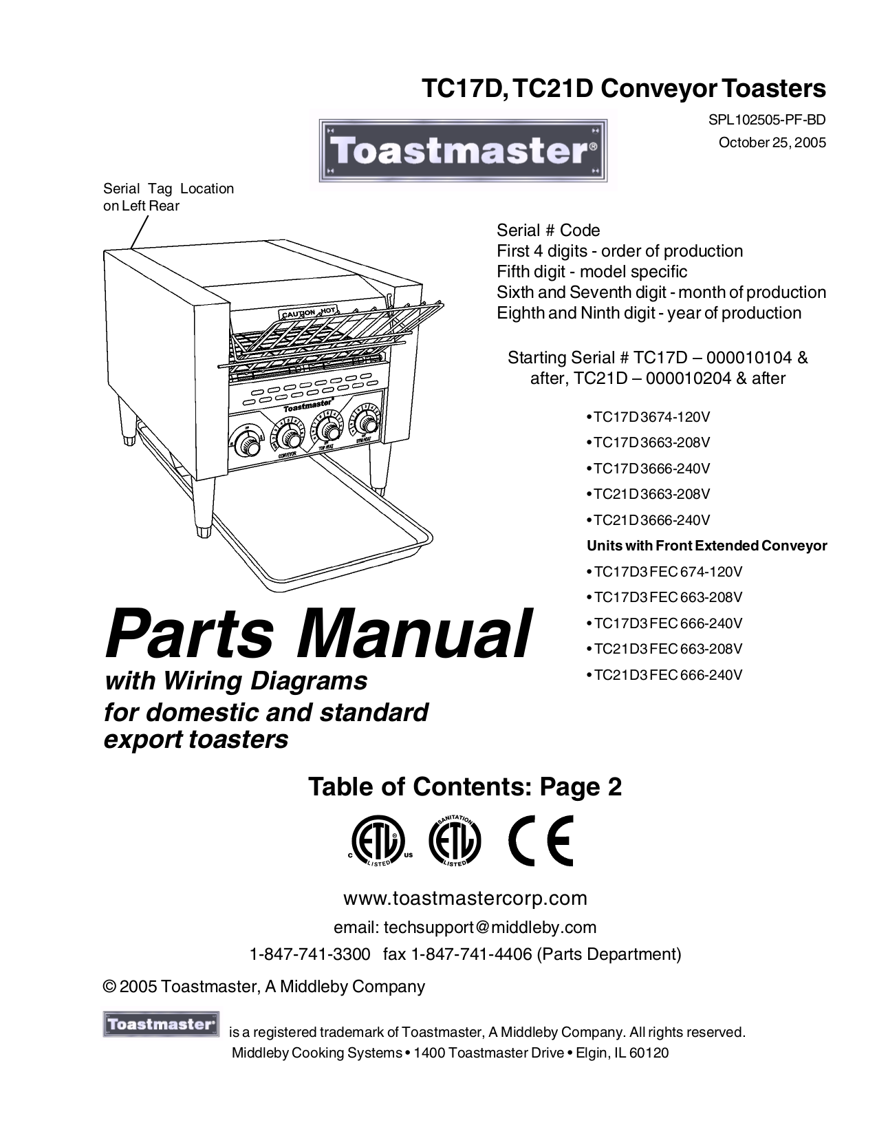 Download free pdf for Toastmaster TC17D3 Toaster Other manual
