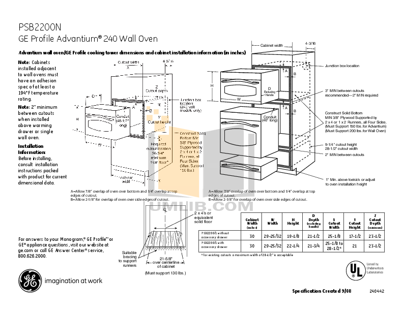 PDF manual for GE Oven Profile Advantium PSB2200N