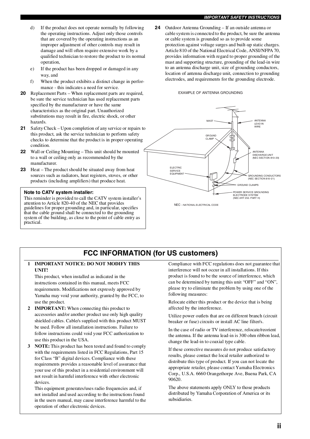 PDF manual for Yamaha Receiver RX-A800