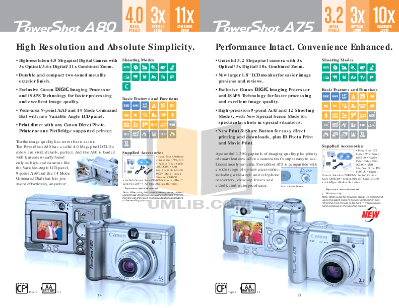 PDF manual for Canon Digital Camera Powershot A80