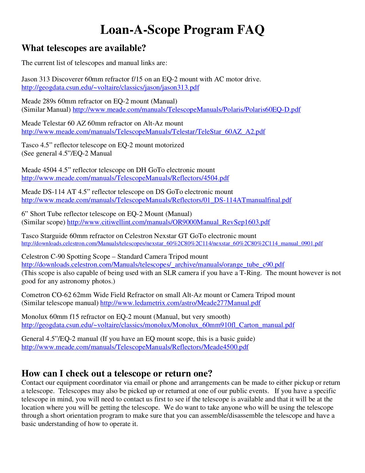 Download free pdf for Meade 4500 Telescope manual