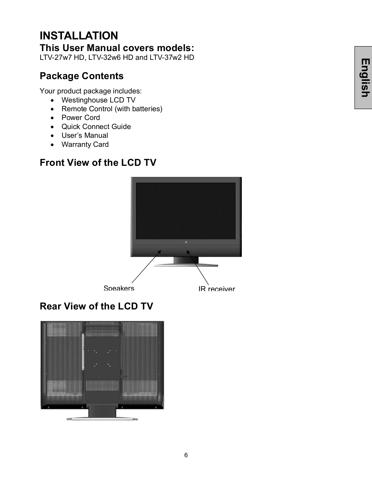 PDF manual for Westinghouse TV LTV-32w6 HD