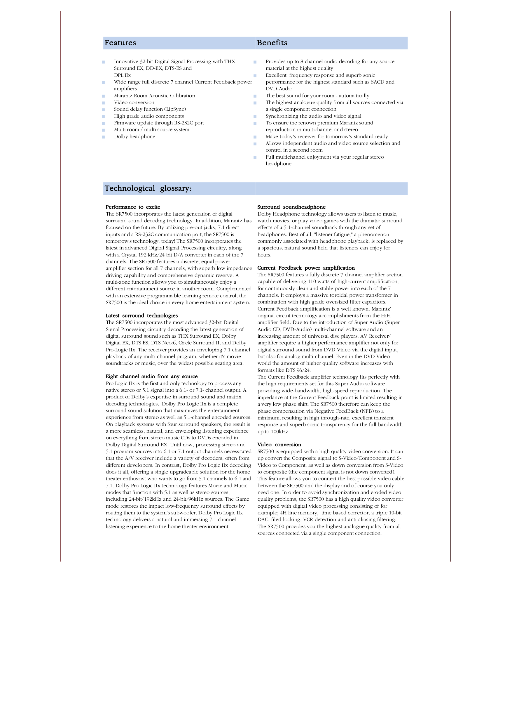 PDF manual for Marantz Receiver SR7500