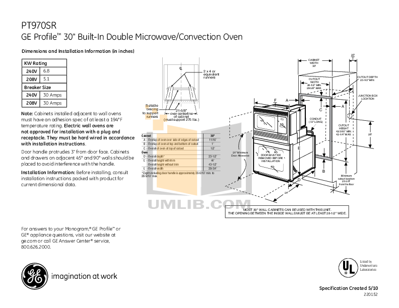 Download free pdf for GE Profile PT970SRSS Oven manual