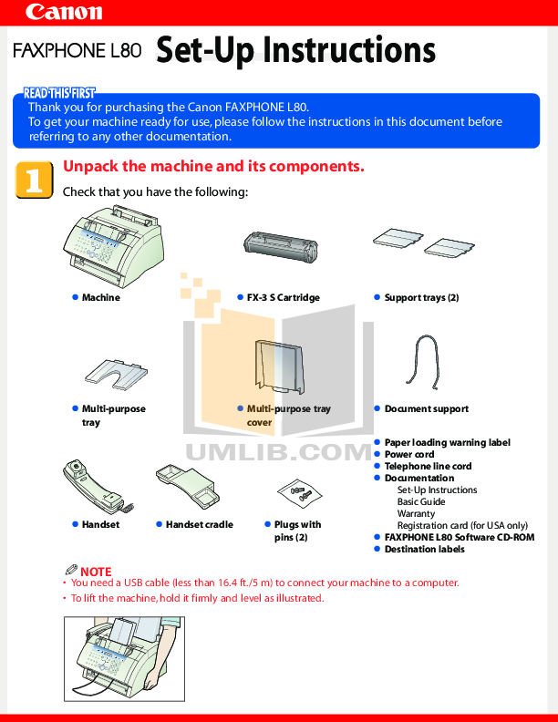 PDF manual for Canon Fax Machine FaxPhone L80