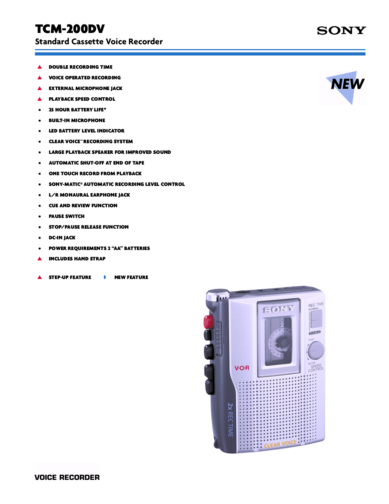 Download free pdf for Sony TCM200DV Voice Recorder manual