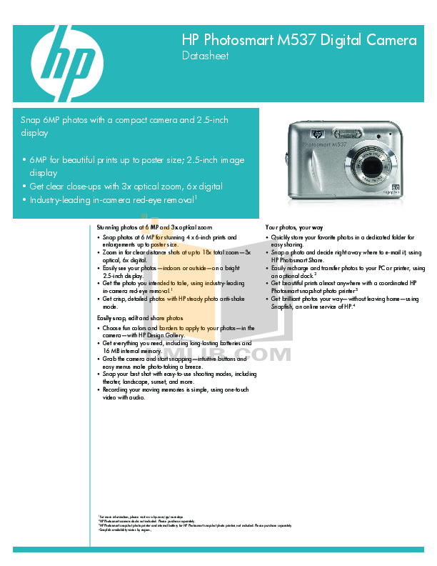 pdf for HP Digital Camera Photosmart M537 manual
