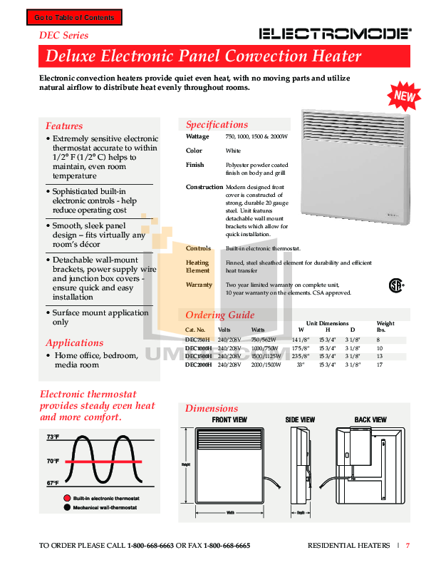 PDF manual for Dimplex Other TS521W Thermostat