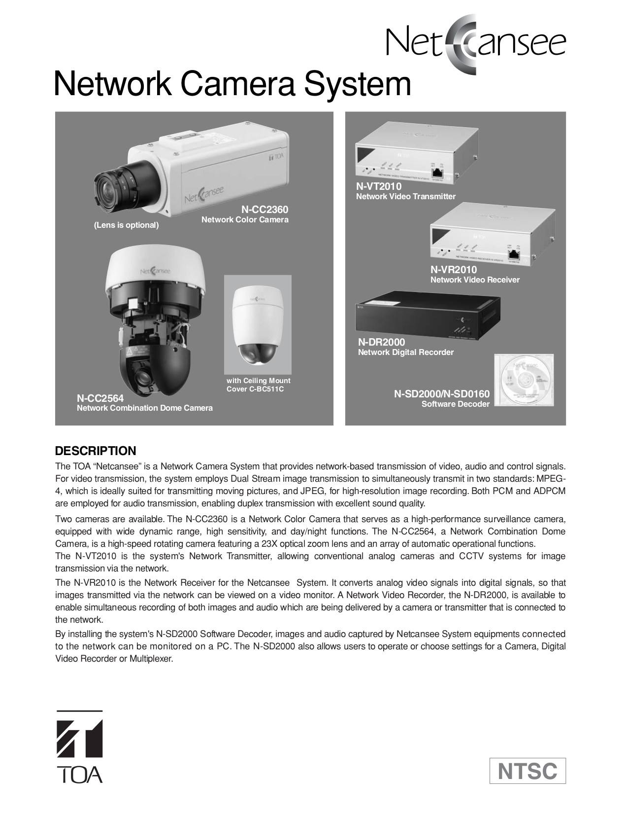 pdf for Toa Security Camera N-CC2360 manual