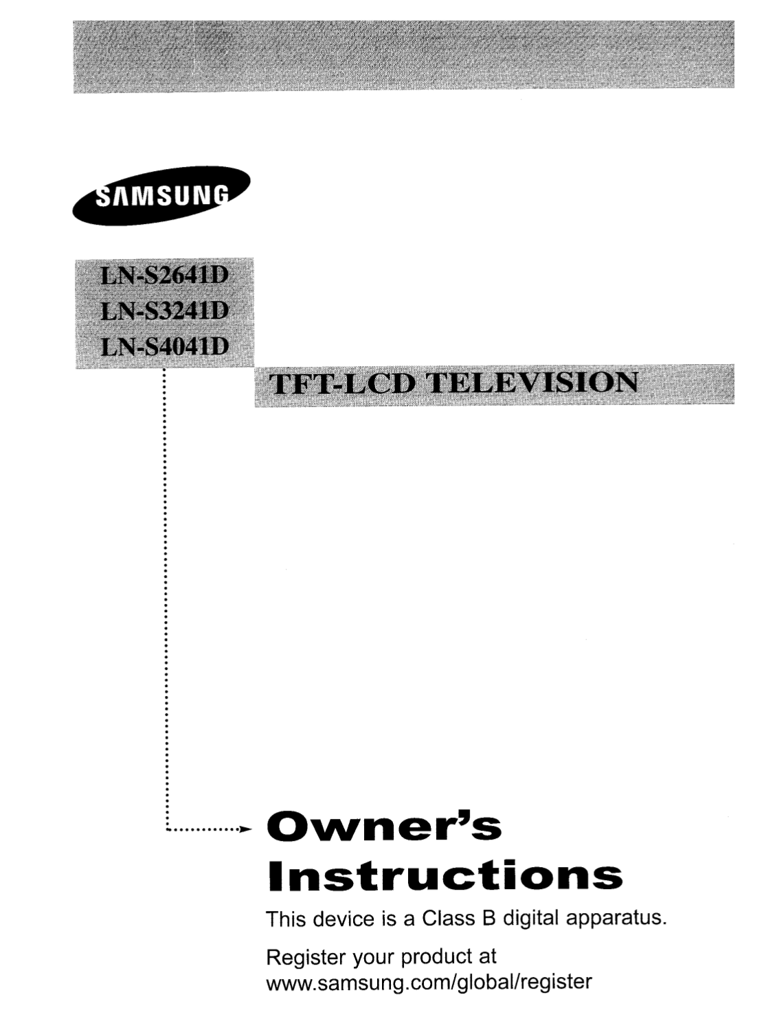 Download free pdf for Samsung LNS4041D TV manual