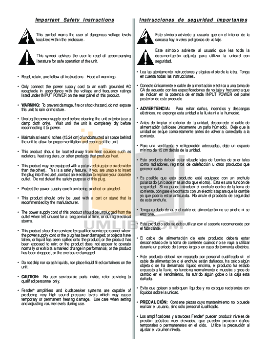 PDF manual for Fender Amp Frontman 15G