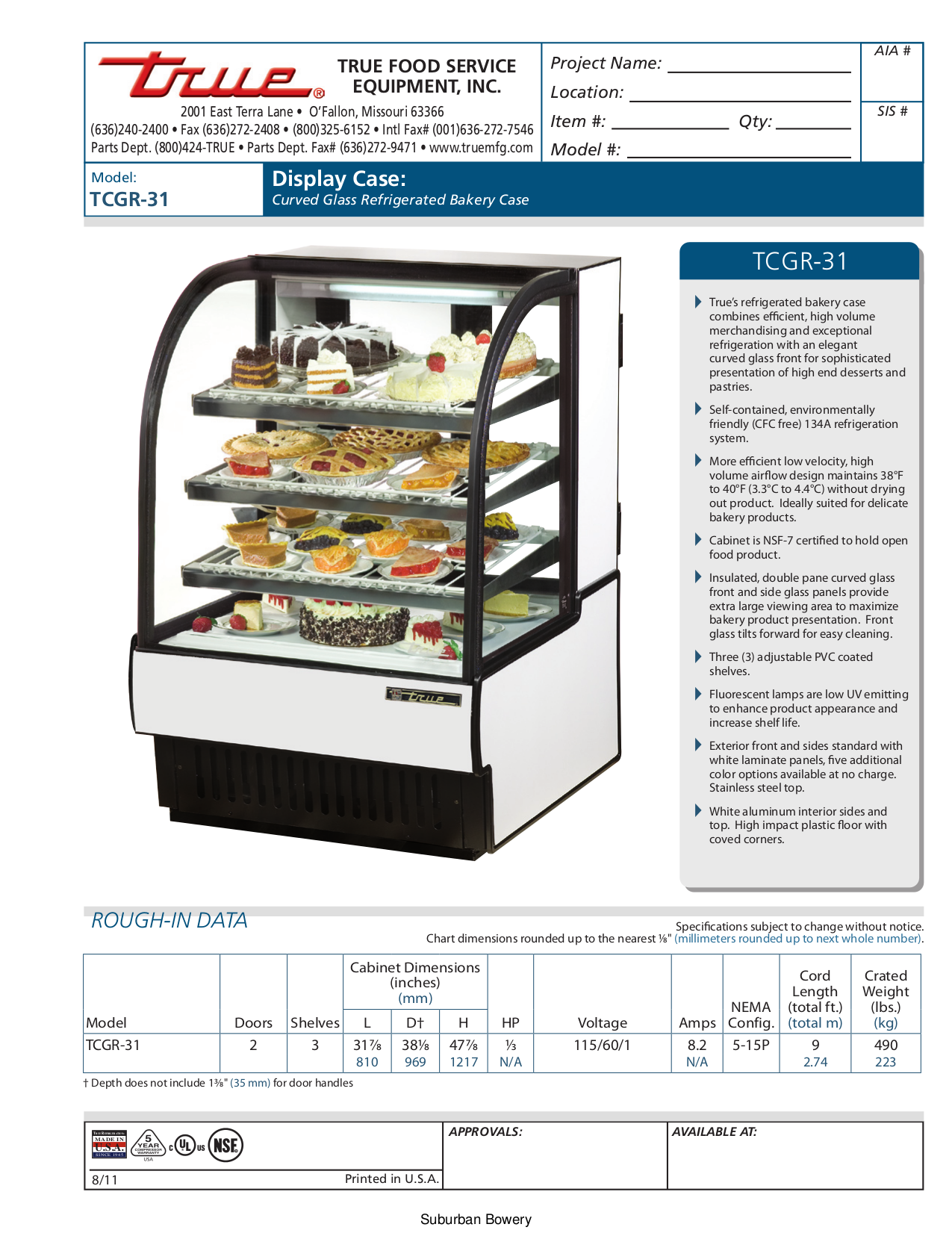 True Refrigerator TCGR-31 pdf page preview