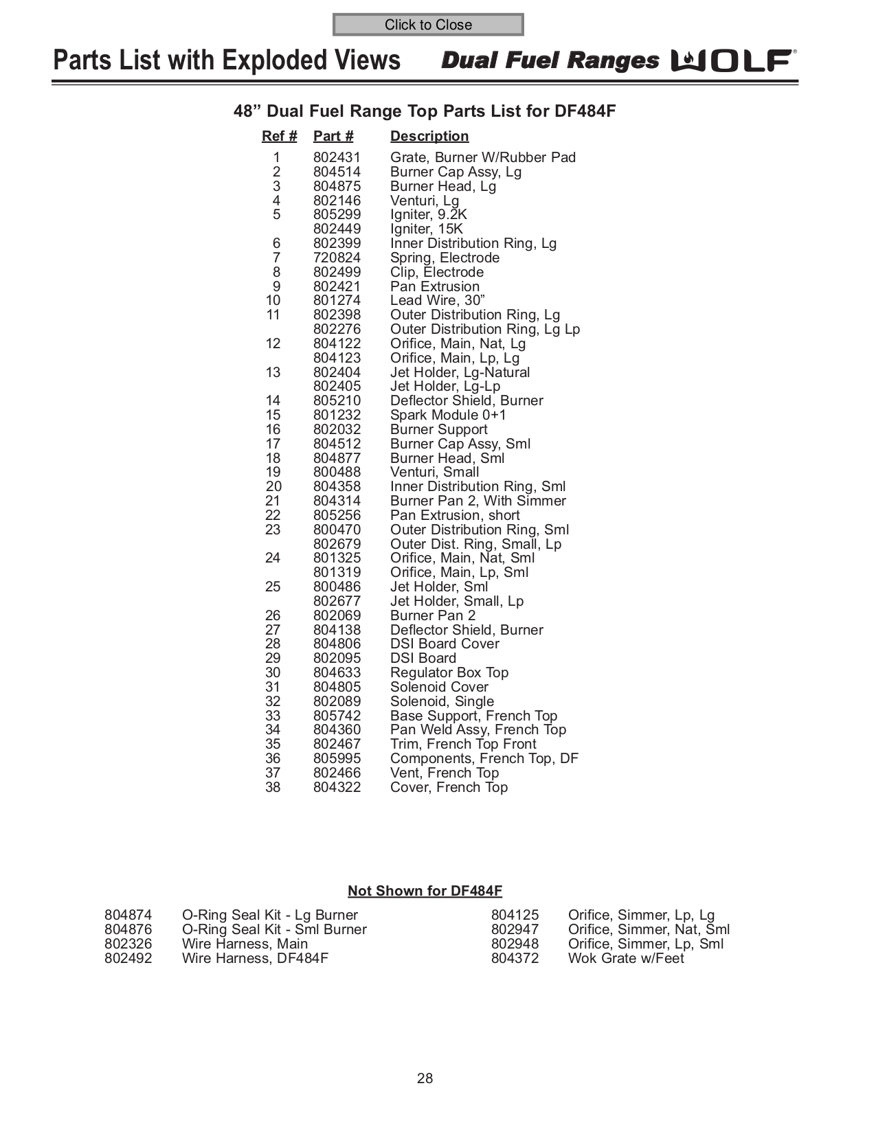 PDF manual for Wolf Range DF484DG