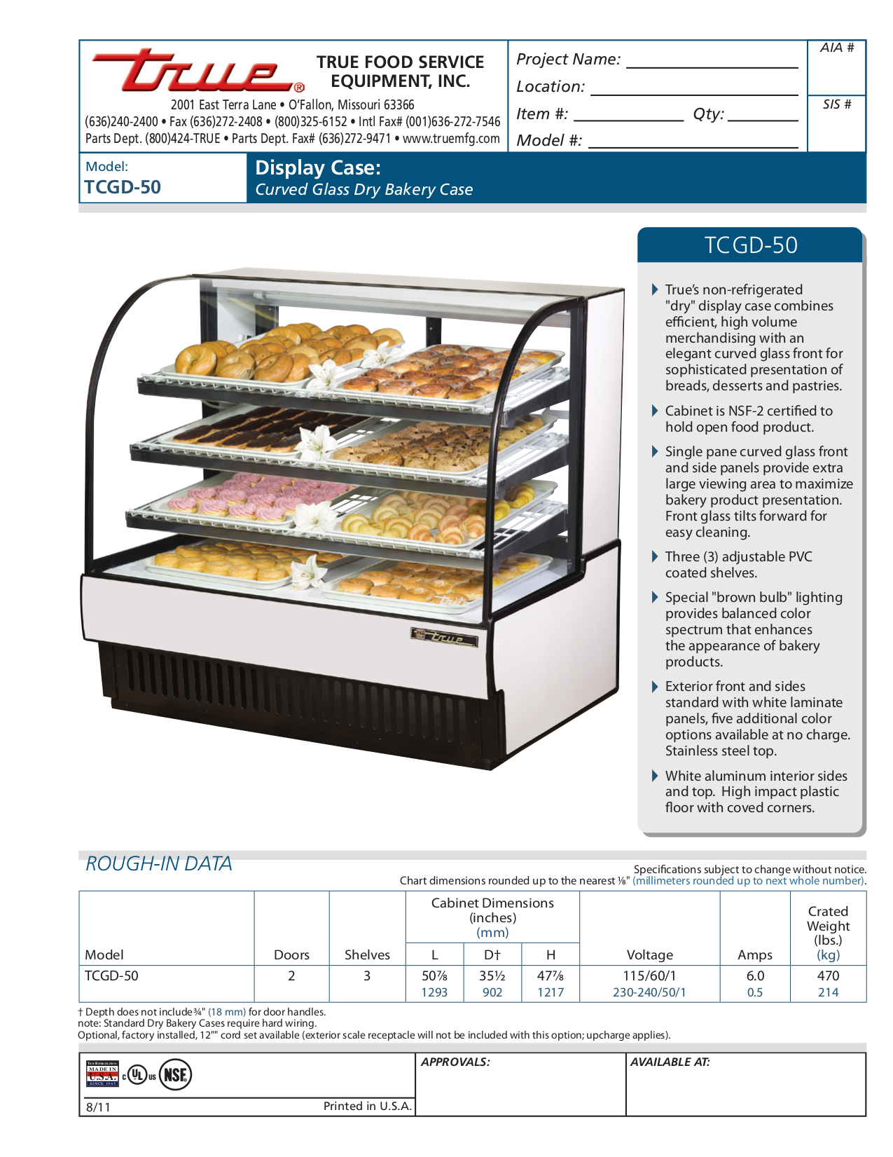 pdf for True Refrigerator TCGD-50 manual
