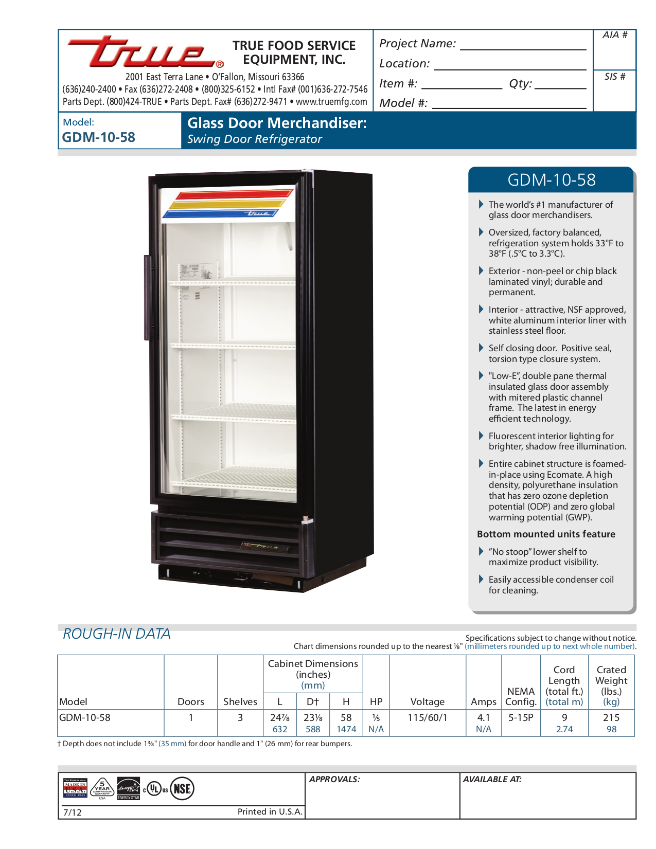 Download free pdf for True GDM10 Refrigerator manual