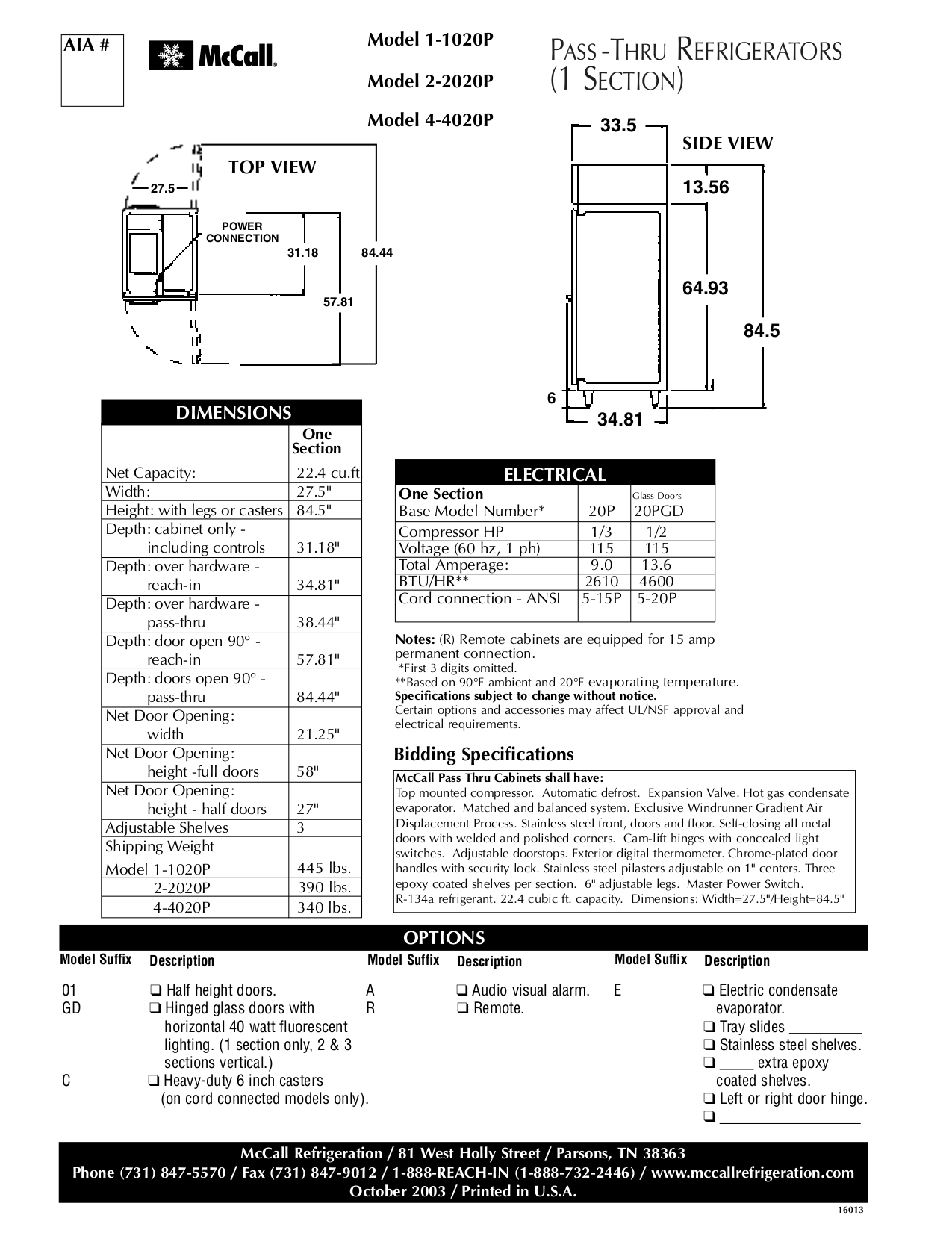 PDF manual for McCall Refrigerator 2-2020P