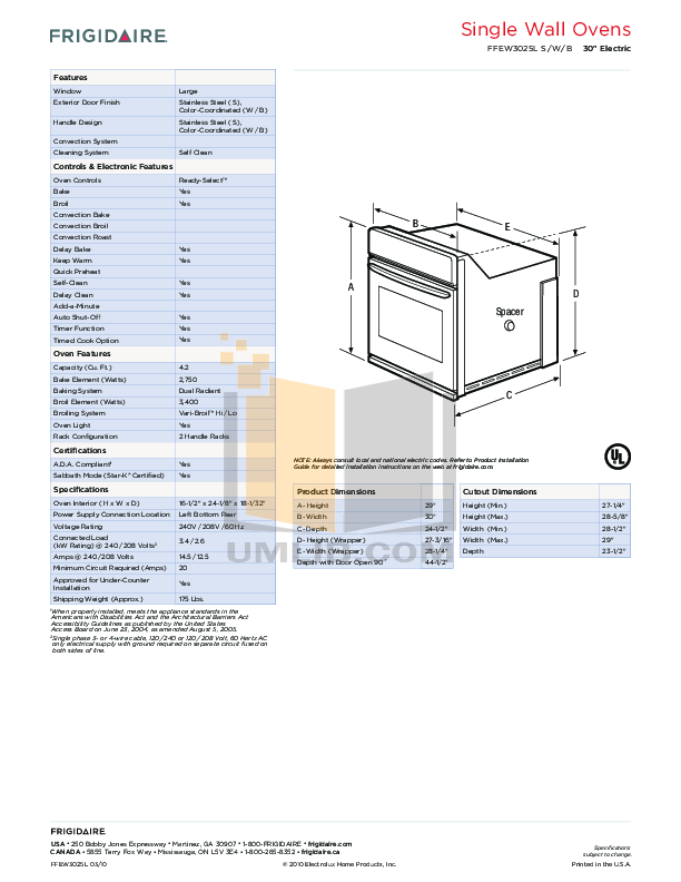Frigidaire Self Cleaning Electric Oven Manual