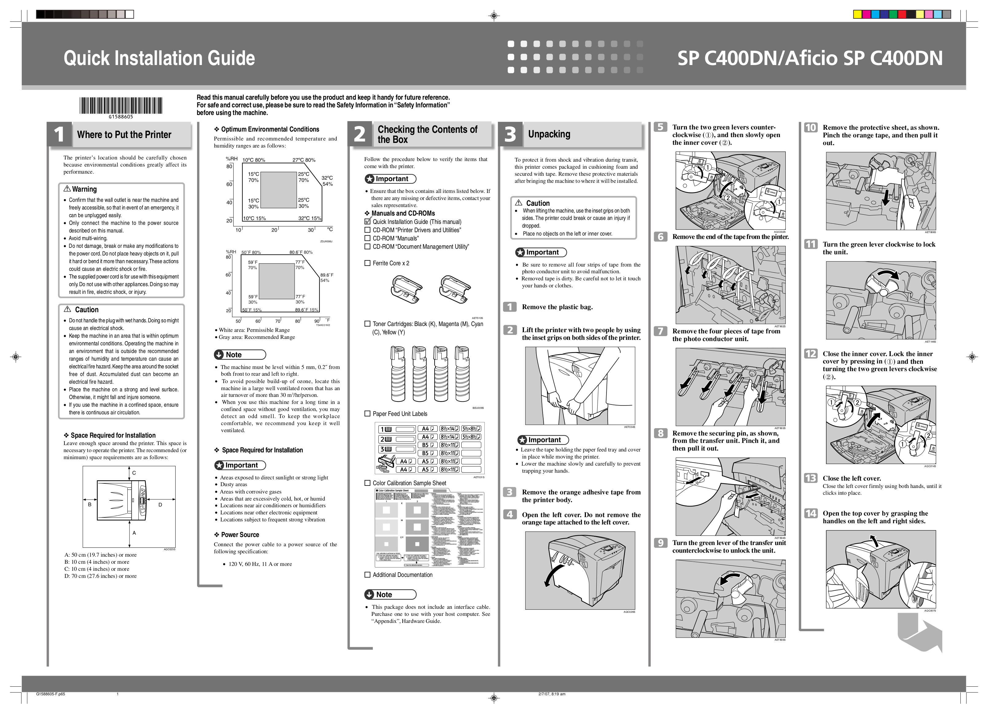 Download free pdf for Ricoh Aficio SP C400DN Printer manual