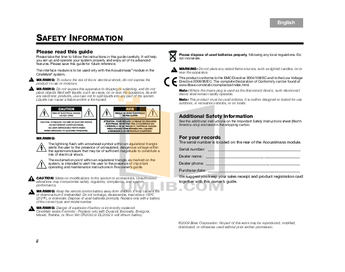 PDF manual for Bose Speaker System CineMate GS Series II