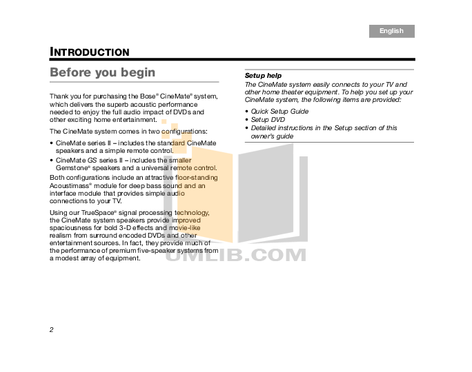 PDF manual for Bose Speaker System CineMate GS Series II