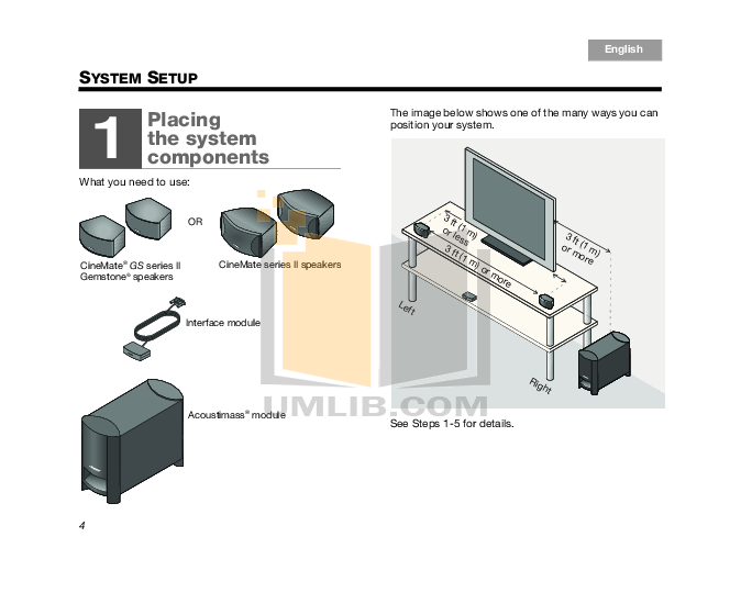 PDF manual for Bose Speaker System CineMate GS Series II