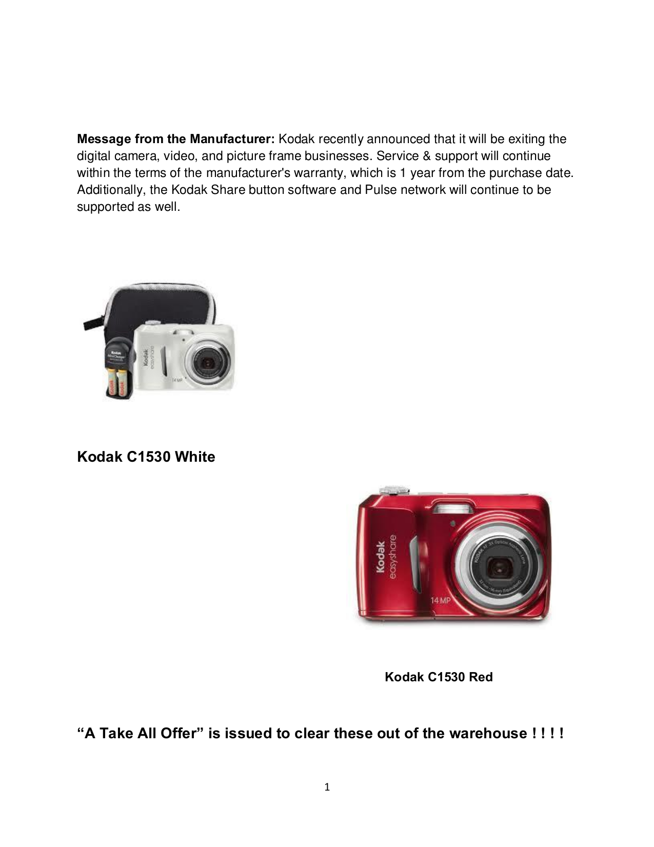 Download free pdf for Kodak EasyShare C1530 Digital Camera manual
