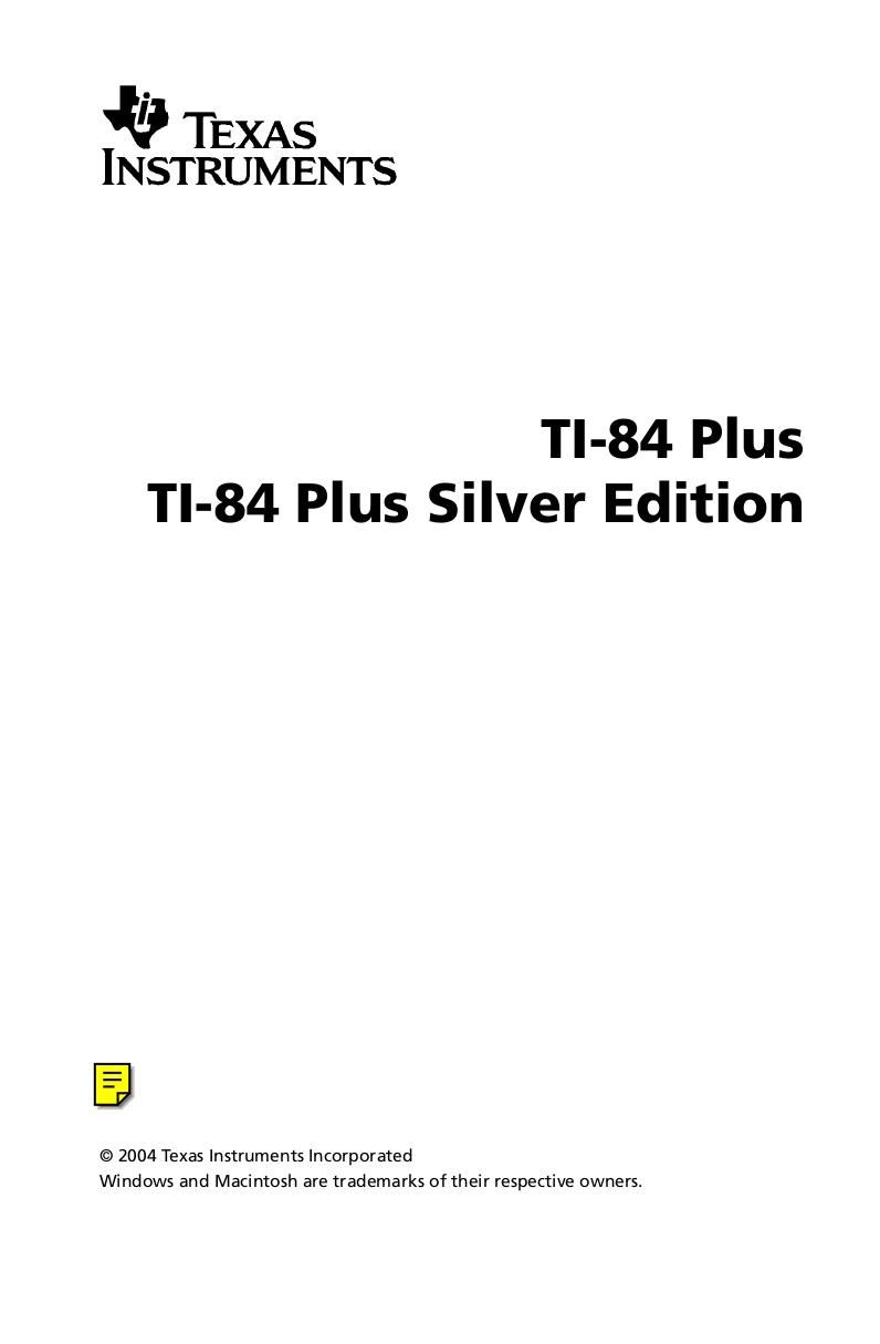 pdf for TI Calculator TI-83 Plus Silver Edition manual