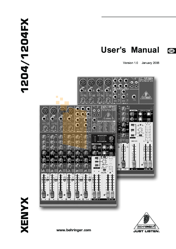 Download free pdf for Behringer Xenyx 1202FX Mixers Other manual