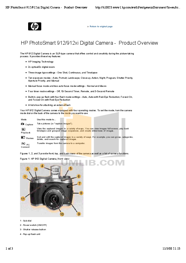 pdf for HP Digital Camera Photosmart 912xi manual