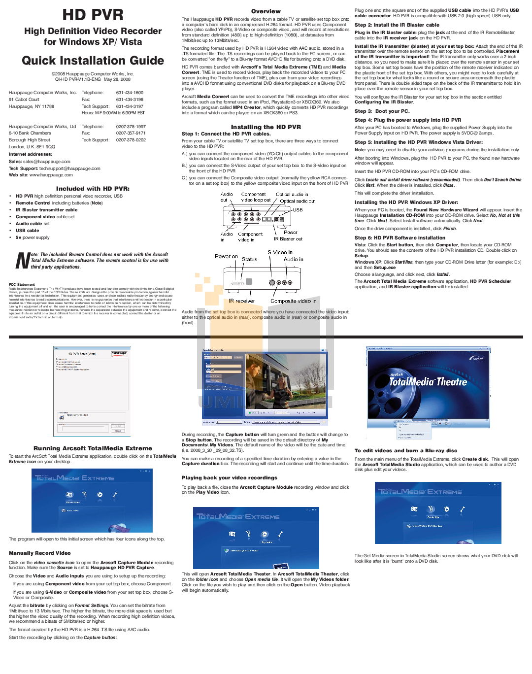 pdf for Hauppauge DVR 1212 manual